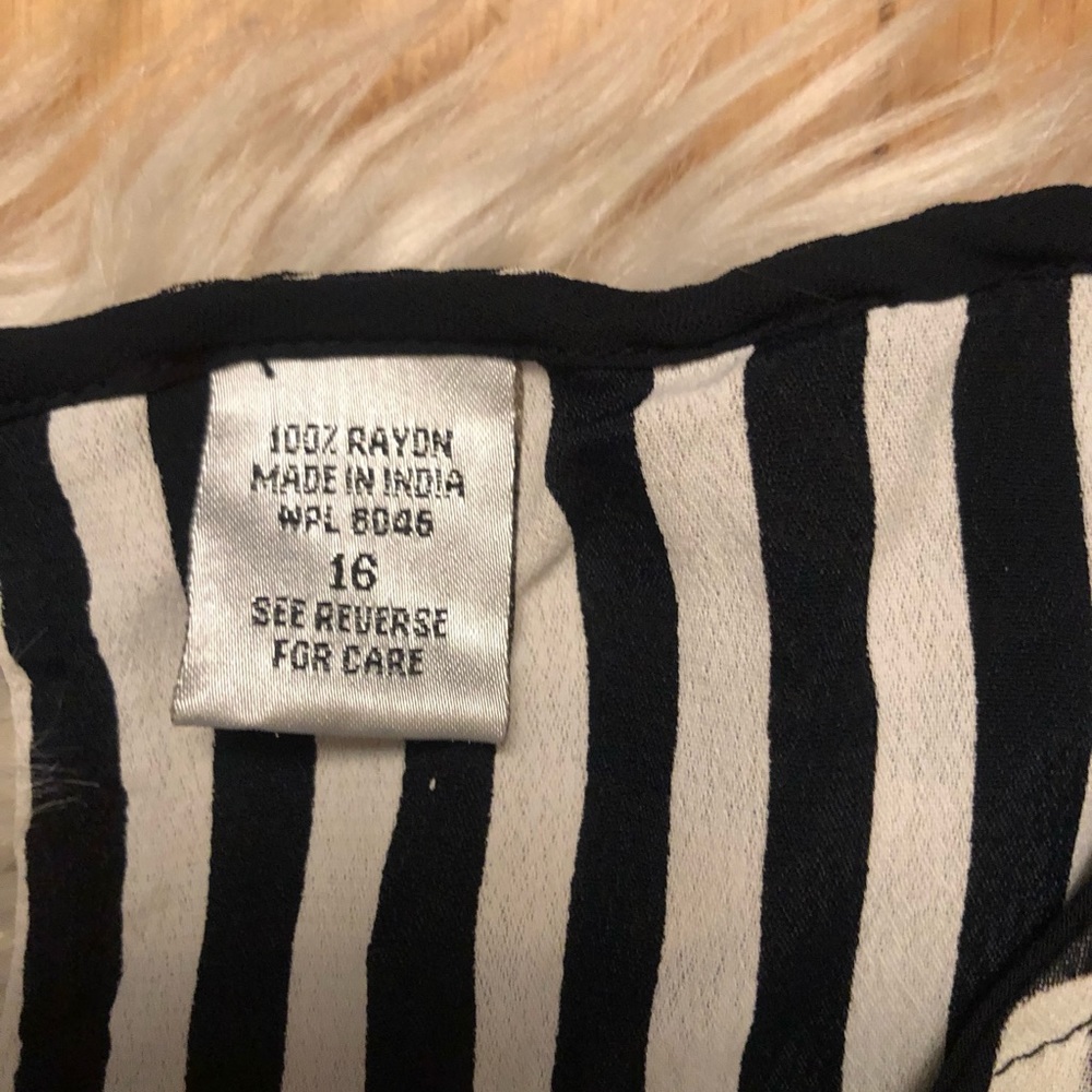 Style&Co 2 layers Rose Floral Striped Black and White Maxi Slit Dress size 16 - Picture 5 of 9